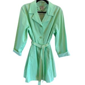 Sherbert Spring Green Button-Front Trench Coat with Belt